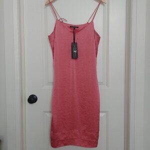 NEW WITH TAGS Luisa Cerano Coral Pink Satin Slip Dress Size 12